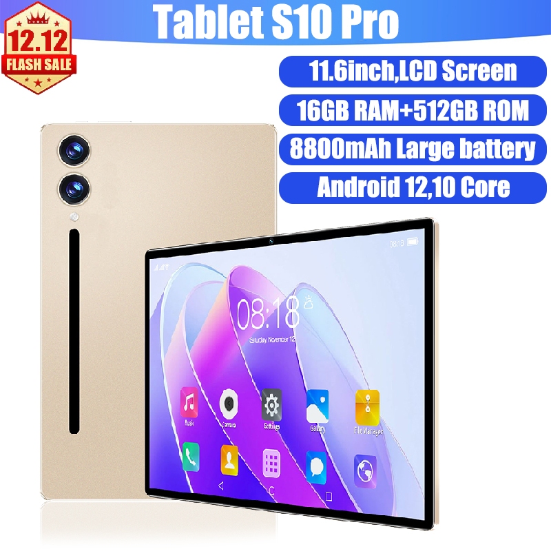 Tablet PC 5G Tab S10 pro 11.6inch Tablet Murah Android 16GB+512GB Tablet Asli Baru Tab Layar Full Sc