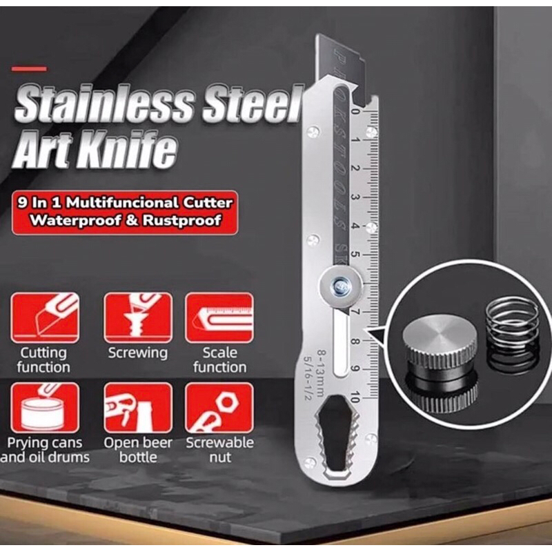 

Cutter Besar 9in1 / Penggaris Screw Buka Kaleng Tutup Botol