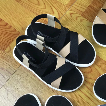 Sandal Wanita Tali Silang Karet Elastis