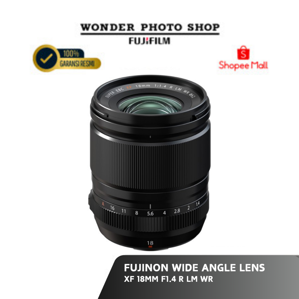 FUJIFILM Fujinon XF18mm F1.4 R LM WR Lensa Kamera XF 18MM Wide Angle Lens