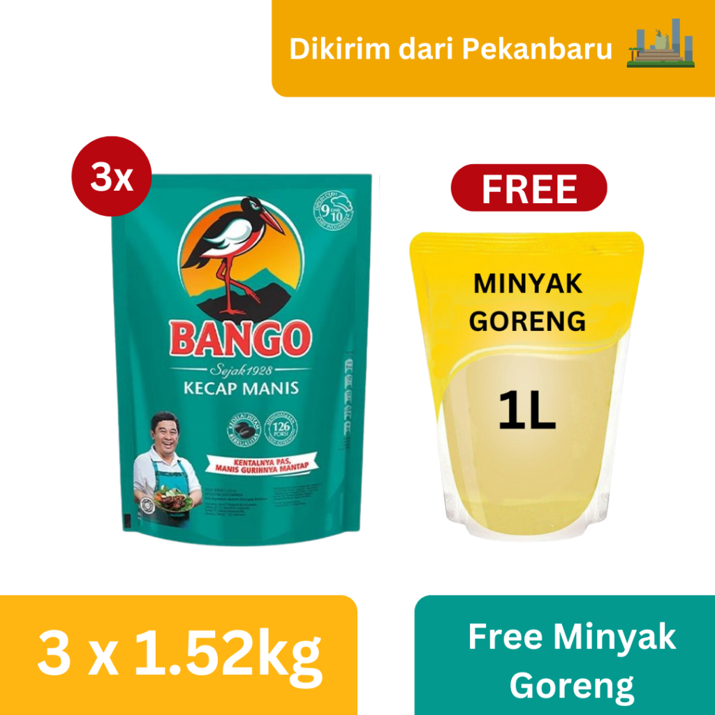 

Bango Kecap 1.5Kg (X3) + Free Gift - Minyak Goreng [Kirim dari Pekanbaru]