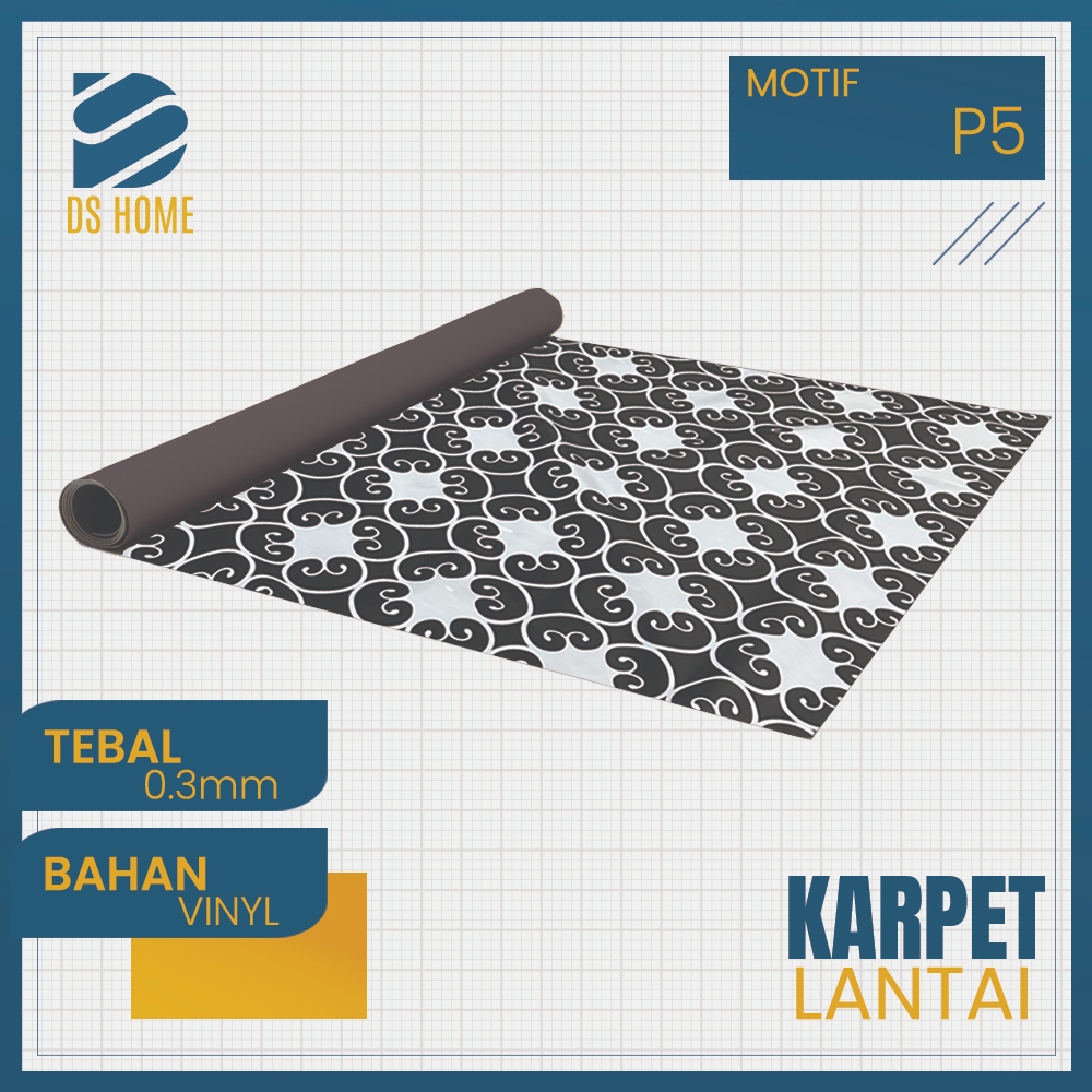 Motif P5 - Karpet Lantai Tikar Plastik Vinyl METERAN dengan Lebar 1.2m