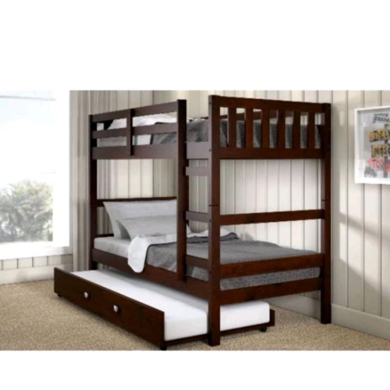 tempat tidur tingkat 3 susun kayu jati Landa