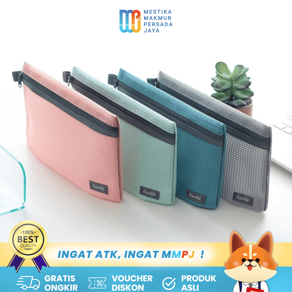 

Bantex Pouch Handbag Zipper / Pouch Multifungsi Tempat Pensil Make Up - A5 / Cheque Size