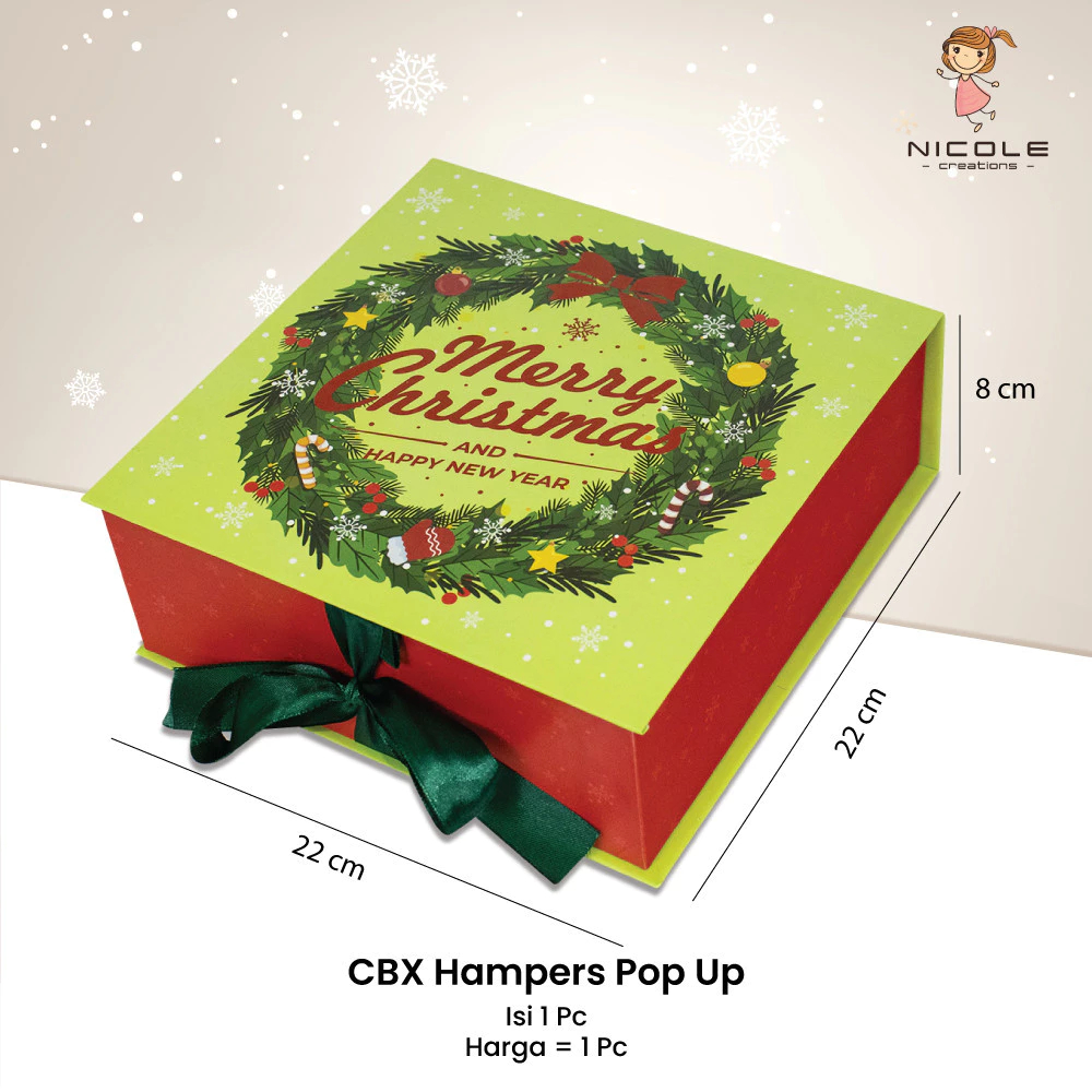 

Cake Box Natal Hampers Pop Up Xmas Christmas BD 22x22x8cm