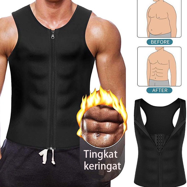 KODE B66F Deduksi Ritsleting Mengikat Korset Pelangsing Perut Pria Pembakar Lemak Shapewear Corset P