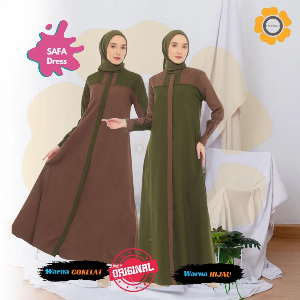 ENDOMODA - Dress Gamis Fashion Muslim Pakaian Muslim Wanita Bahan Interlist Busui Friendly En.Safa