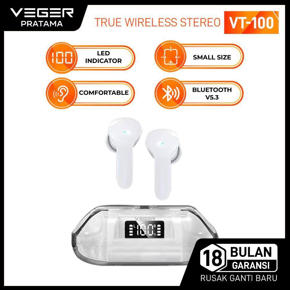 VEGER VT-100 TWS True Wireless Earphone Stereo Headset bluetooth