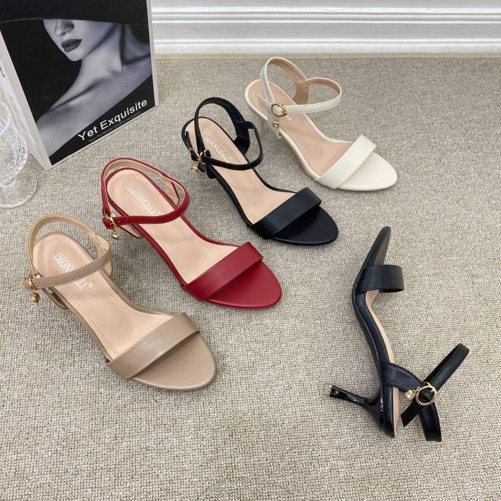 Simoncelli Sepatu Heels Wanita Tali Belakang 6 Cm High Heels Wanita Sepatu Wanita Heels Hitam