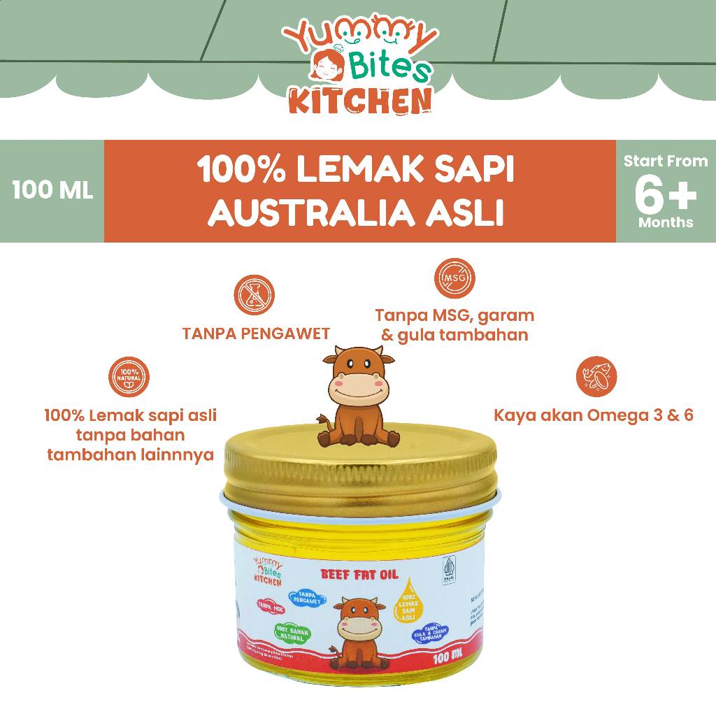 

[NIKITA WILLY EXCLUSIVE] Yummy Bites Kitchen - 100% Lemak Sapi Australia Asli 100ML | Australian Beef Fat oil | Australian Beef Tallow | BB Booster MPASI | Lemak sehat MPASI