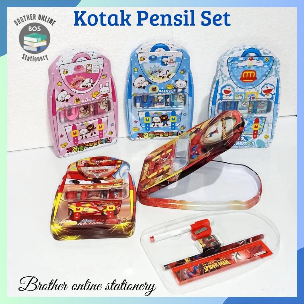 

BOS Kotak Pensil Kaleng Set+WB 1 susun/Tempat Pensil/Tin Pencil Case