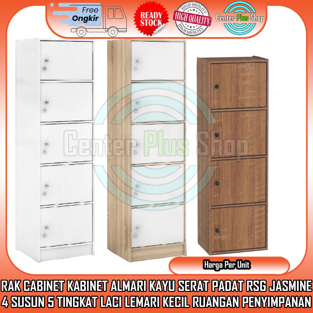 [Kargo] Buffet Locker Rak Rgs Jasmin 4 Susun 5 Tingkat Almari Kayu Serat Padat Bupet Laci Cabinet Ka