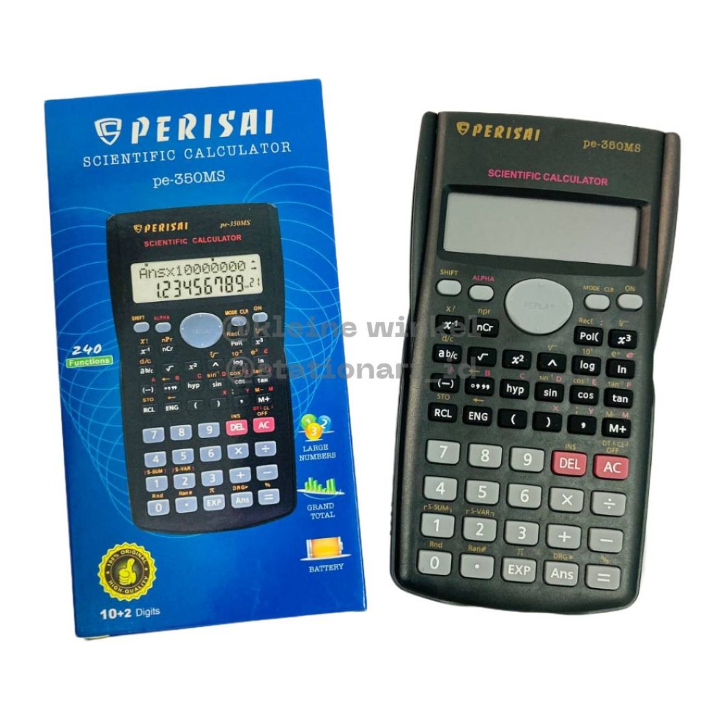 

Kalkulator SCIENTIFIC PERISAI PE-350 / kalkulator SIN COS TAN/ Kalkulator Ilmiah/ Kalkulator Sekolah