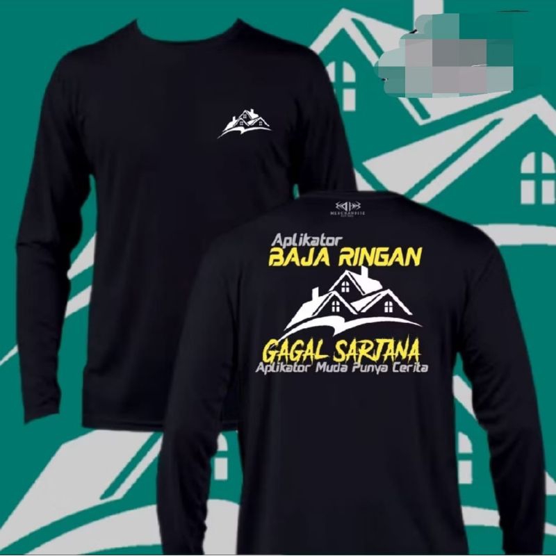 KAOS APLIKATOR BAJA RINGAN LENGAN PANJANG CORAK ABU KUNING
