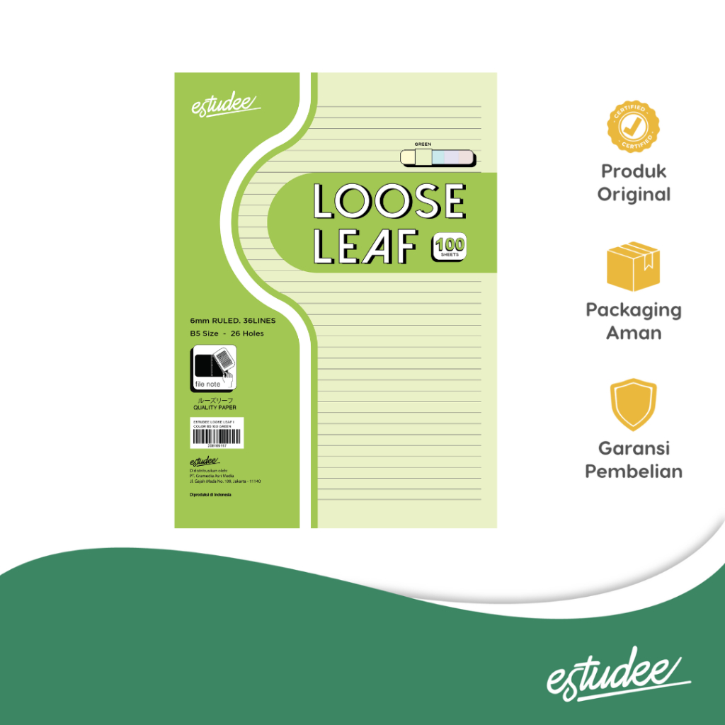 

ESTUDEE LOOSE LEAF I COLOR B5 100 GREEN