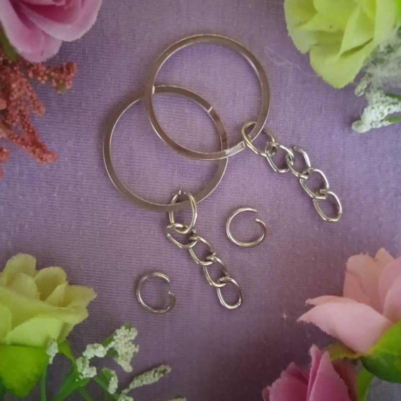 BESI GANTUNGAN KUNCI KEYCHAIN RING GEPENG / PIPIH UKURAN 2.5 CM + JUMP RING KUAT