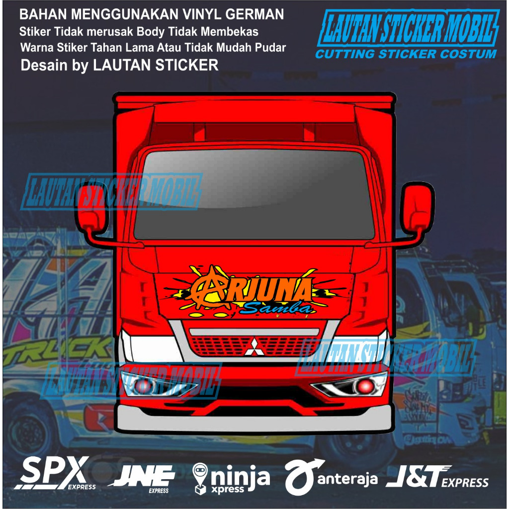 cutting sticker kabin depan truk canter giga dyna hino ragasa elf sticker cap truk arjuna samba