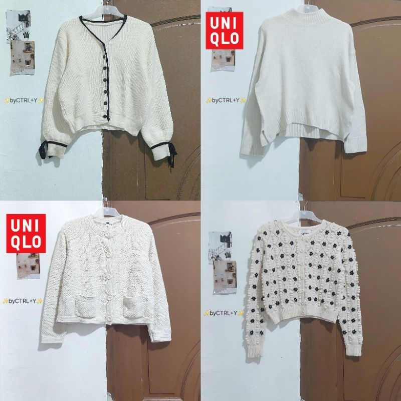 [PRELOVED] PART.2 WHITE CREAM BW CARDIGAN/SWEATER RAJUT PUTIH KREM BW VEST 2IN1 KEPANG TANGAN BALON 