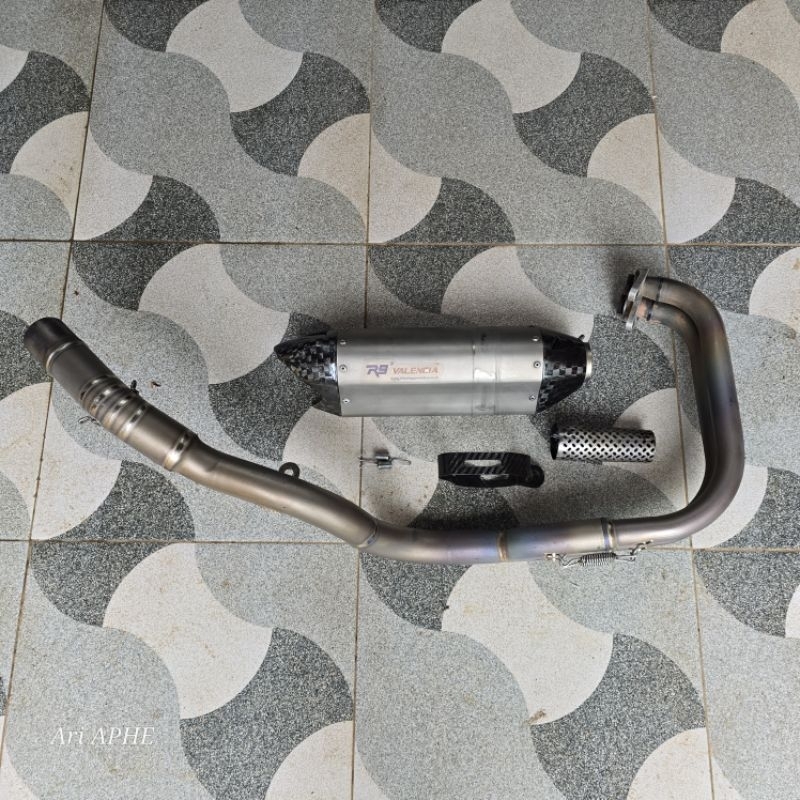 knalpot R9 VALENCIA TITANIUM carbon original NINJA 250 FI OLD fullsystem
