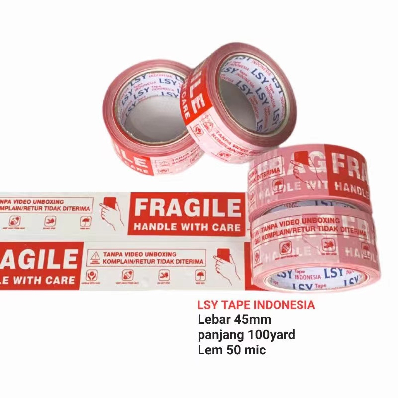 

Lakban Solatip Isolasi Fragila Merah Putih + Video Unboxing 45mm x 50 Yard