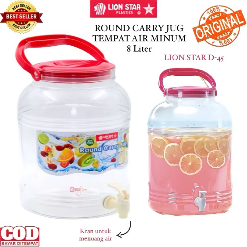 (BISA COD) PROMO DISPENSER AIR MINUM / ROUND CARRY JUG LION STAR 8 LITER / GALON AIR KECIL / KETEL M