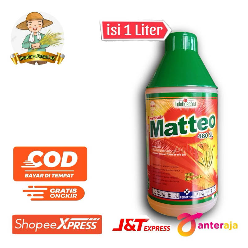 HERBISIDA MATTEO 480 SL 1 Liter HERBISIDA SISTEMIK PEMBASMI RUMPUT DAN GULMA