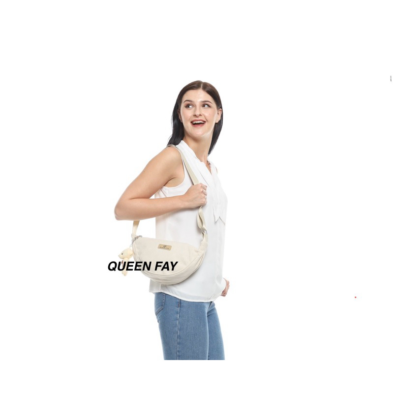 Queen Fay Chesy Corduroy Tas Selempang Premium Uniqlo Model Waist Bag Korean Style Import Kekinian