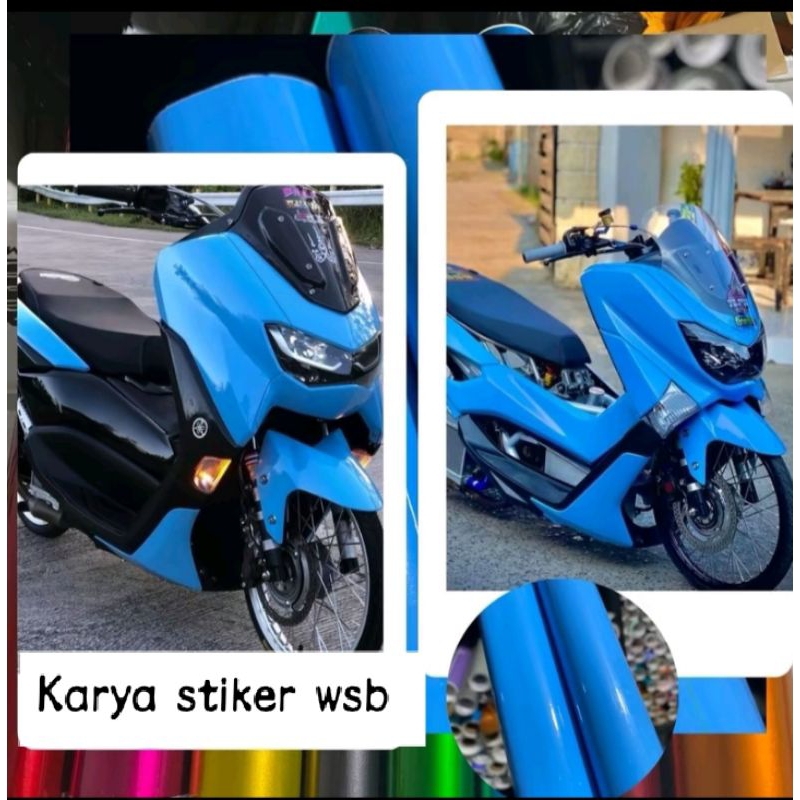 stiker skotlet motor warna biru ice blue doff maxdecal M084