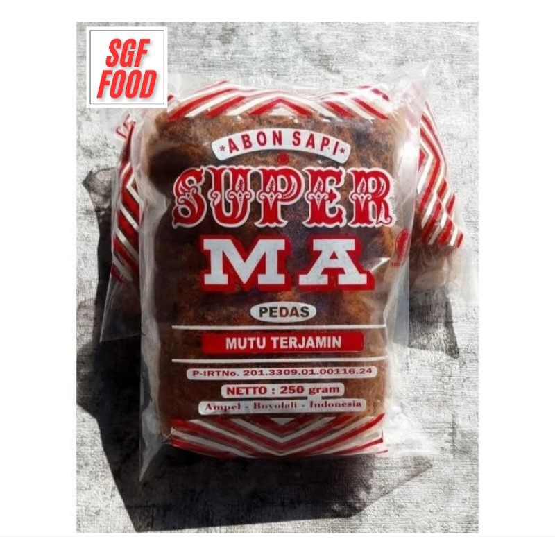 

abon sapi super MA pedas 250 gram abon sapi MA pedas 250 gram