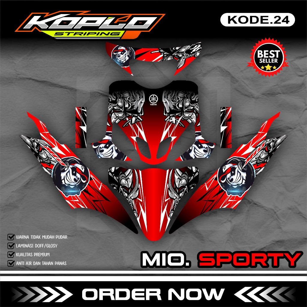 Sticker Striping Decal Full Body MIO Sporty - Stiker Dekal Variasi MIO Sporty Desain Racing KPL.24