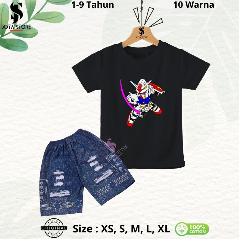 Setelan Kaos Anak Motif Robot Gundam RX/Baju Setelan Anak Unisex/stelan/Setelan anak 1-9 tahun