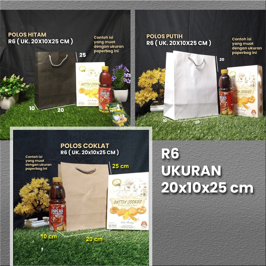 

Paper bag Polos murah grosir, Ukuran R6__20x10x25 cm__,tas pernikahan, hajatan, goodybag. ( bijian )