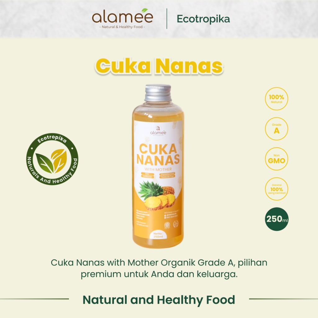 

Cuka Nanas Original Pineapple Cider Vinegar With Mother Organik Sari Buah Premium 250Ml Grade A