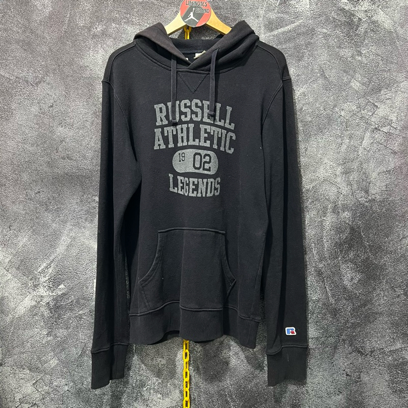 Hoodie Second Thrift Russell Black Auto Ganteng Bahan Lembut Real Pict Garansi sesuai gambar dan vid