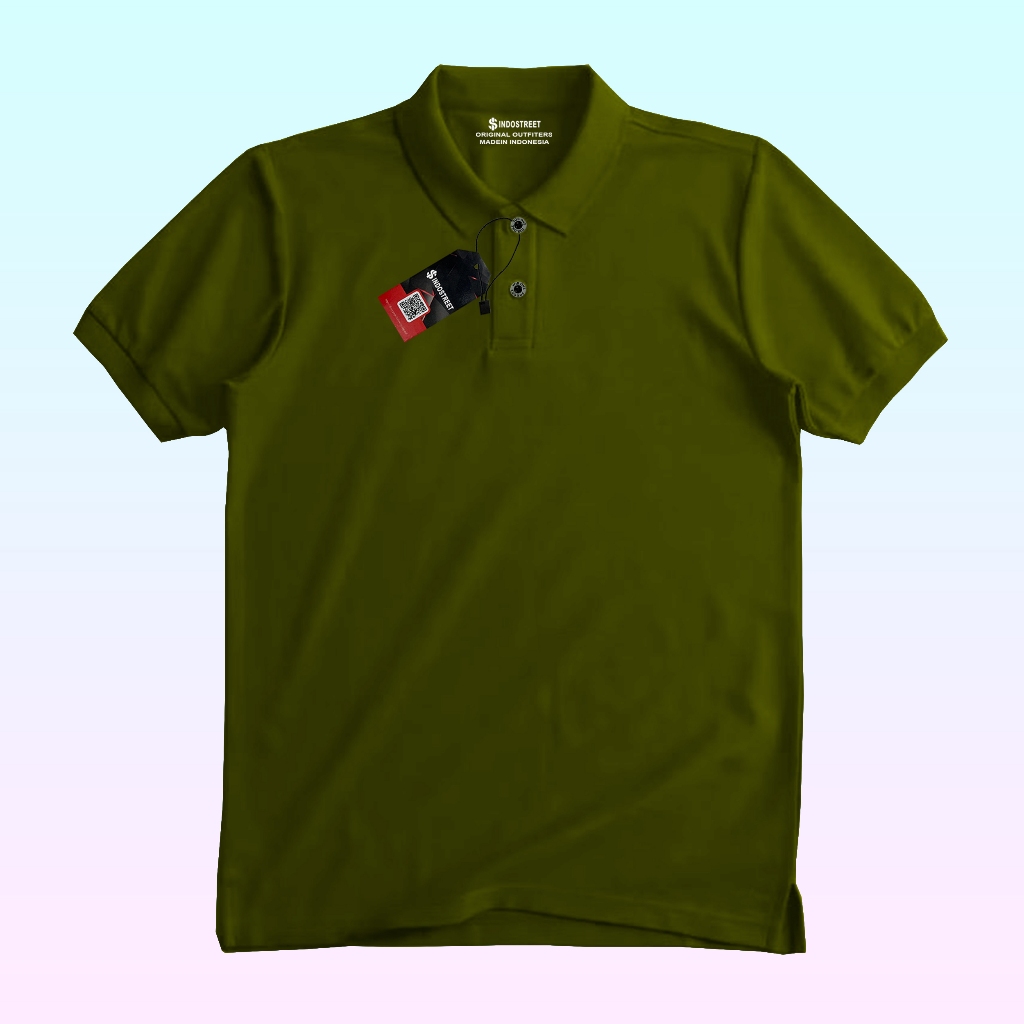 Indostreet - Kaos Polo Shirt Lengan Pendek Motif Polos Warna Hijau Army Unisex Size M L XL XXL Pria 