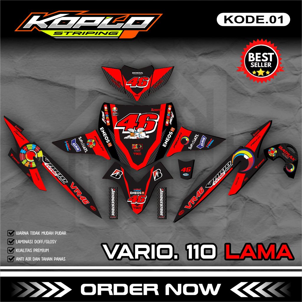 Sticker Decal Full Body VARIO Lama/Karbu - Dekal Stiker Variasi Motor VARIO 110 Premium Racing KPL.0