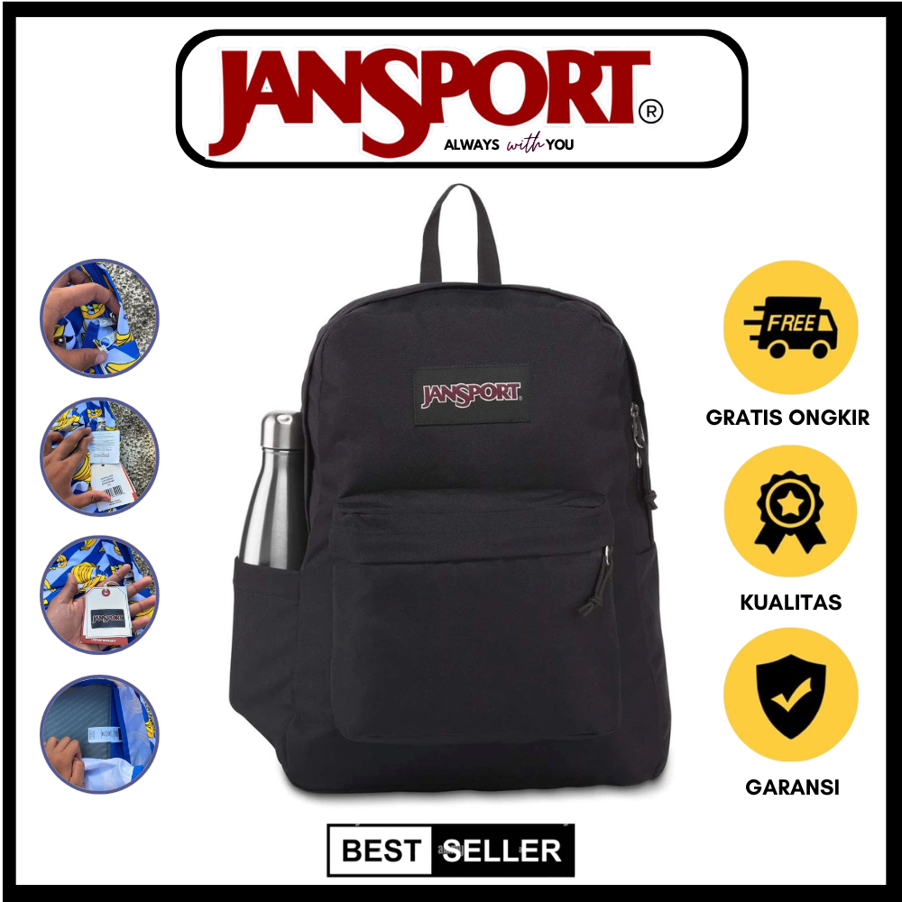 PROMO GUNCANG 12.12 TAS  JanSport Tas Ransel / Backpack / Daypack Cross BLACK Tas Jansport Viral Tre