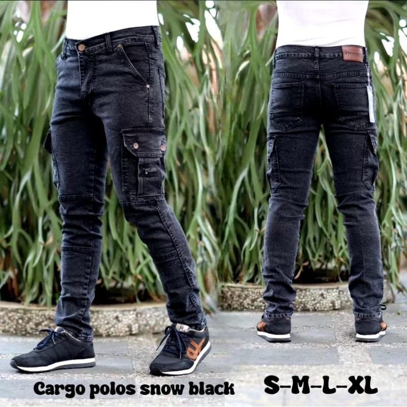 Terlaris Celana cargo jeans pria panjang slim fit