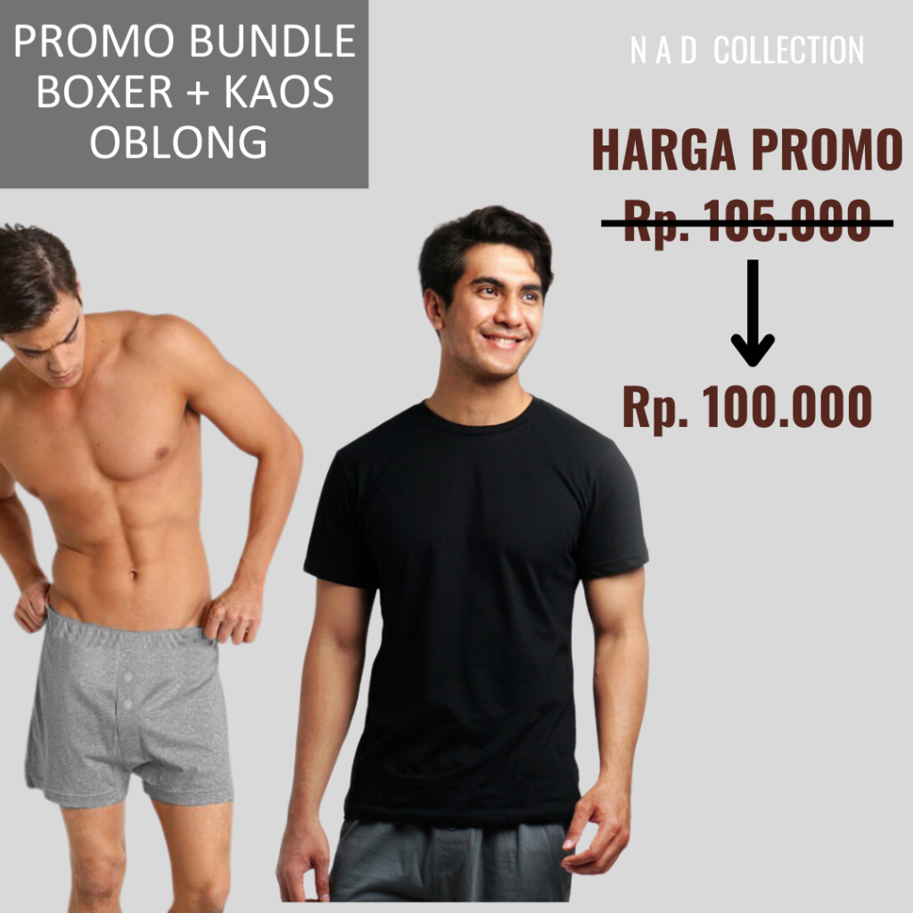 Promo Bundle Boxer + Kaos Polos Cotton Combed 30S