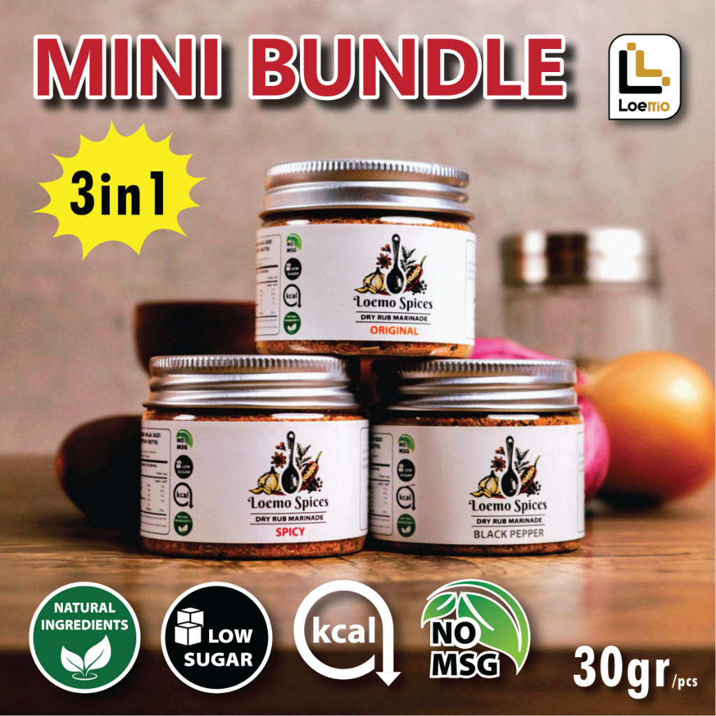 

PROMO! Loemo Spices Mini Bundle - Bumbu Marinasi Kering Rendah Kalori dan Rendah Gula Cocok untuk Diet