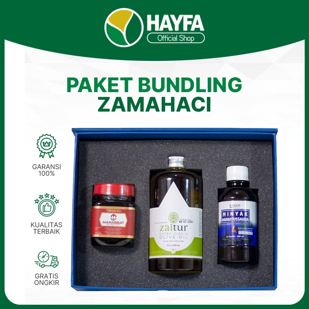 

Hayfa12 Store- Paket Zamahaci Sedang-Madu Habbatussauda 280 gr | Minyak Zaitun 500 ml | Minyak Habbatussauda 200 ml