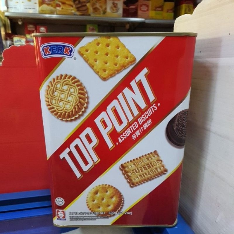 

Kerk Top Point Assorted Biscuits kemasan kaleng petak 600gr