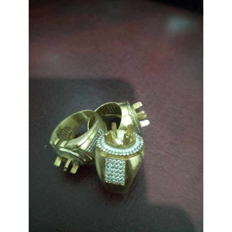 cincin emban ring kuningan sari model teper combinasi diamon microsetting