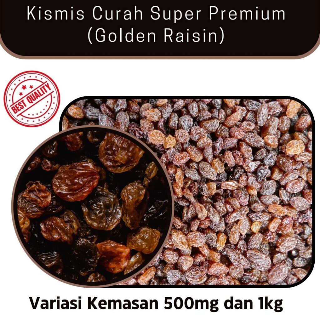 

Kismis Curah | Kismis Golden Raisin Premium Manis Original 500mg Arab Oleh-Oleh Haji Dan Umrah Murah