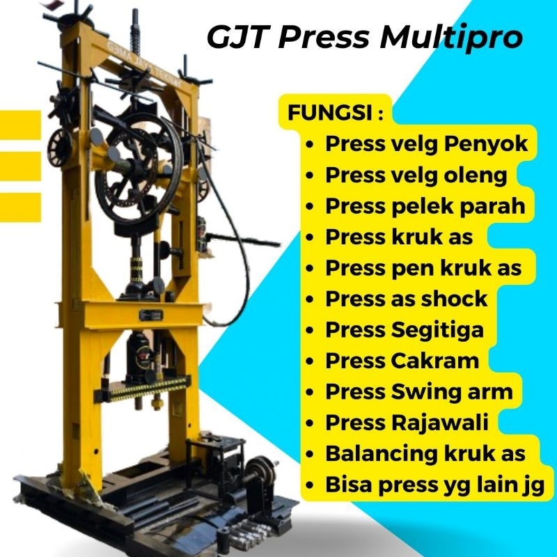 alat pres gjt MULTIPRO untuk pres veleg motor pres Kruk as pres as shok pres rajawali pres segitiga