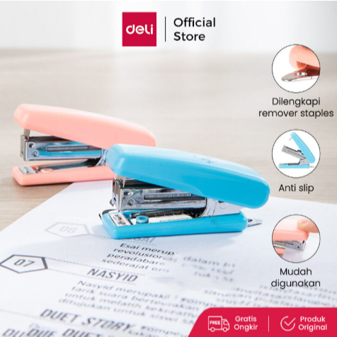 

Deli Stapler Sekolah Mini 10 dengan staples 4 Warna E0254