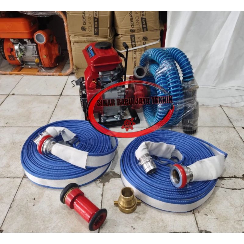 Pompa pemadam jinjing Kebakaran portabel 4tak+selang pemadam 60Meter Komplit Nozzel