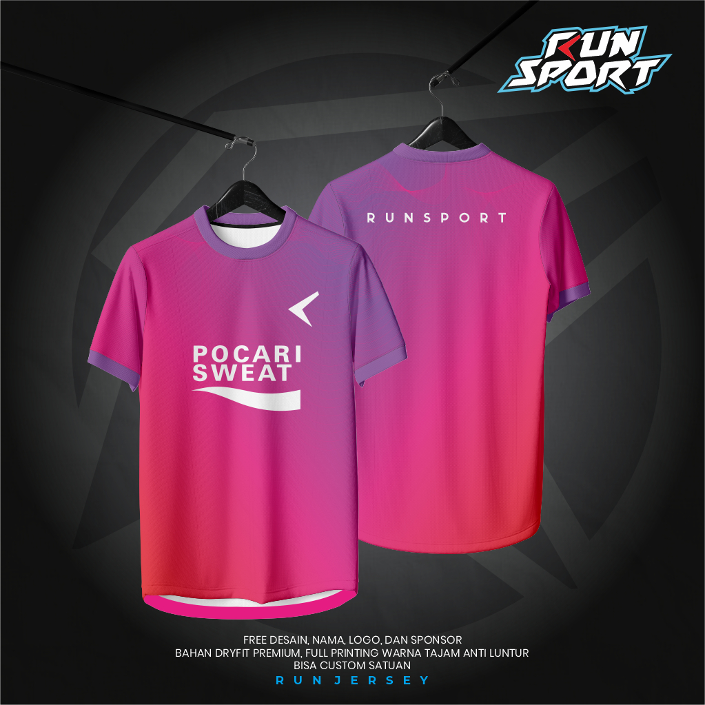 JERSEY RUNNING WAVE PINK - JERSEY LARI -  JERSEY BADMINTON - JERSEY CUSTOM  FULL PRINTING