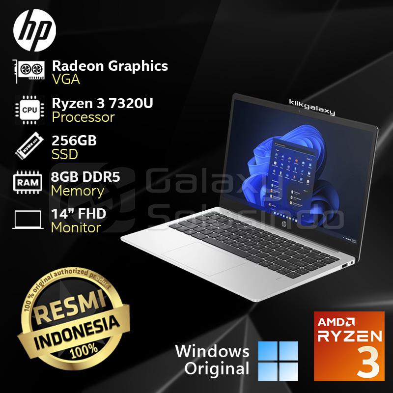 HP 245 G10 - AMD Ryzen 3 7320U 256GB SSD 8GB RAM DDR5 - Silver Notebook Laptop