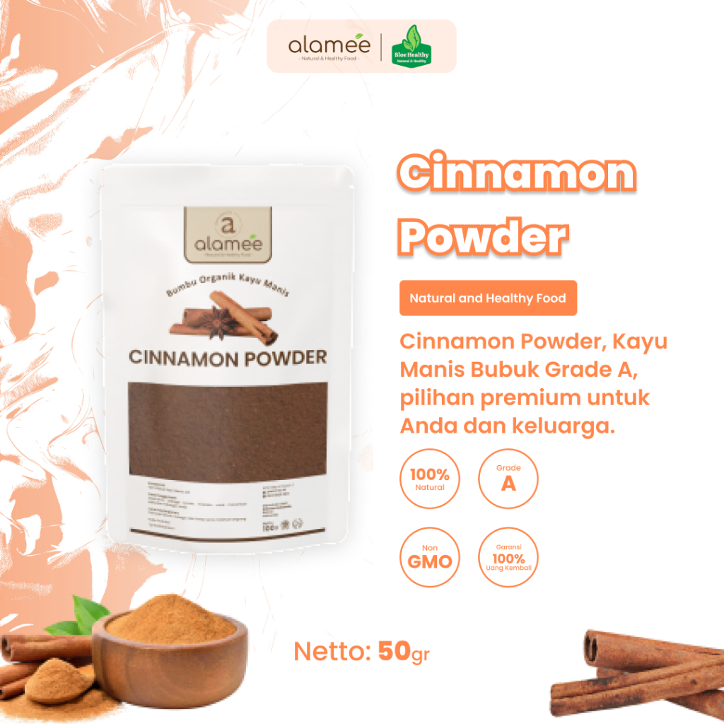 

ALAMEE Kayu Manis Bubuk Cinnamon Powder kayumanis Murni Asli Tanpa Campuran Bumbu Organik 50 gram